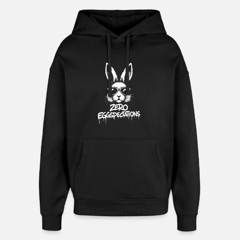 Zero Eggspectations - Oversized Unisex Hoodie by Stanley/Stella - black