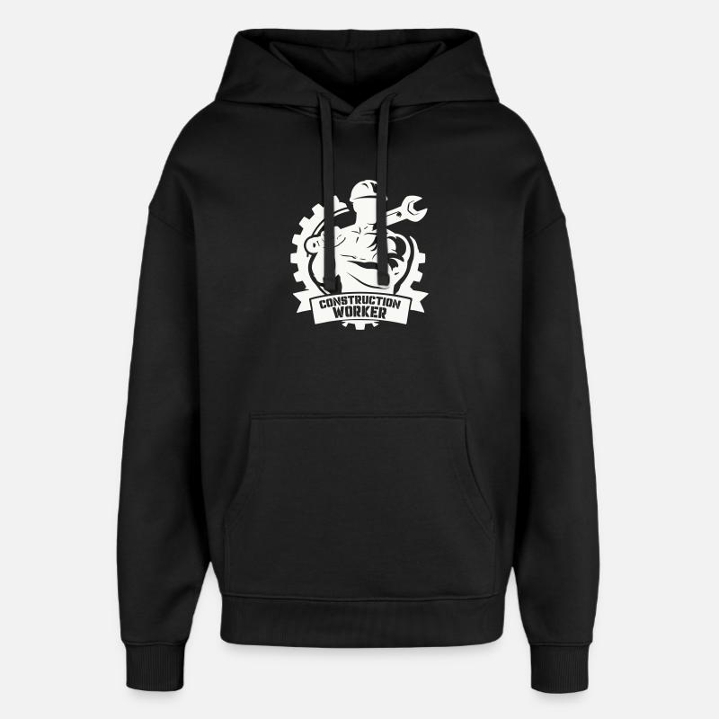 Starker Bauarbeiter mit Zahnrädern - Oversized Unisex Hoodie von Stanley/Stella - Schwarz