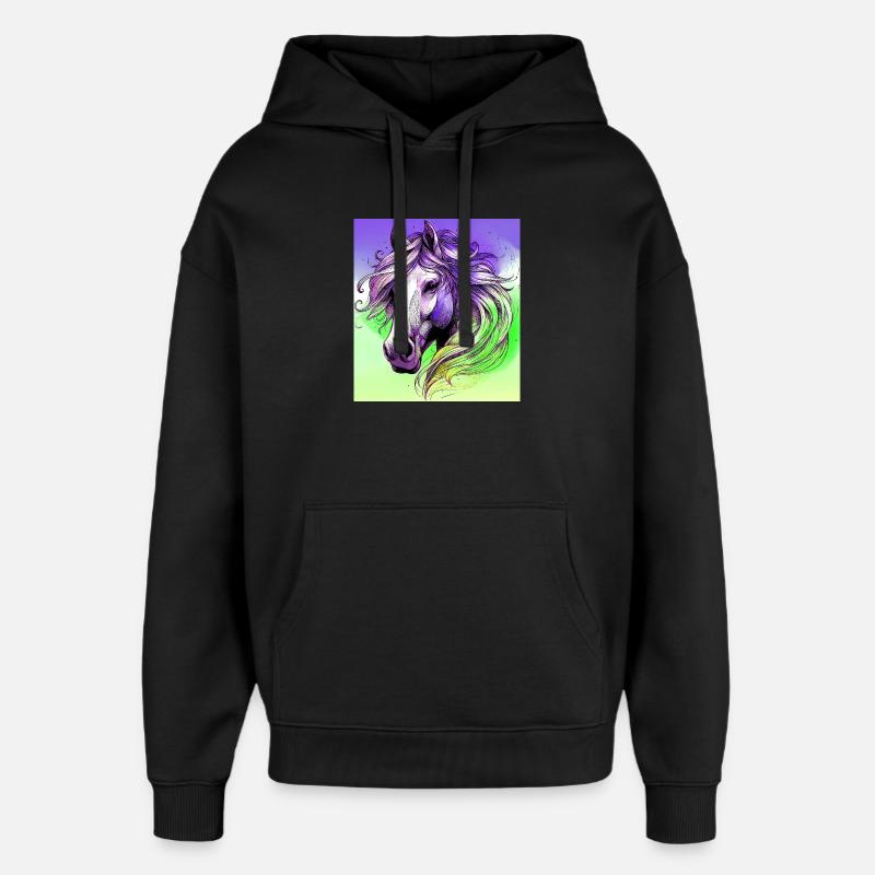 cheval - Sweat à capuche unisexe Stanley/Stella Oversized - noir