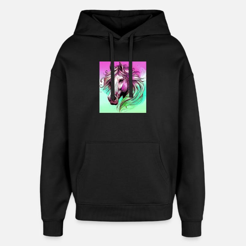 Pferd - Oversized Unisex Hoodie von Stanley/Stella - Schwarz