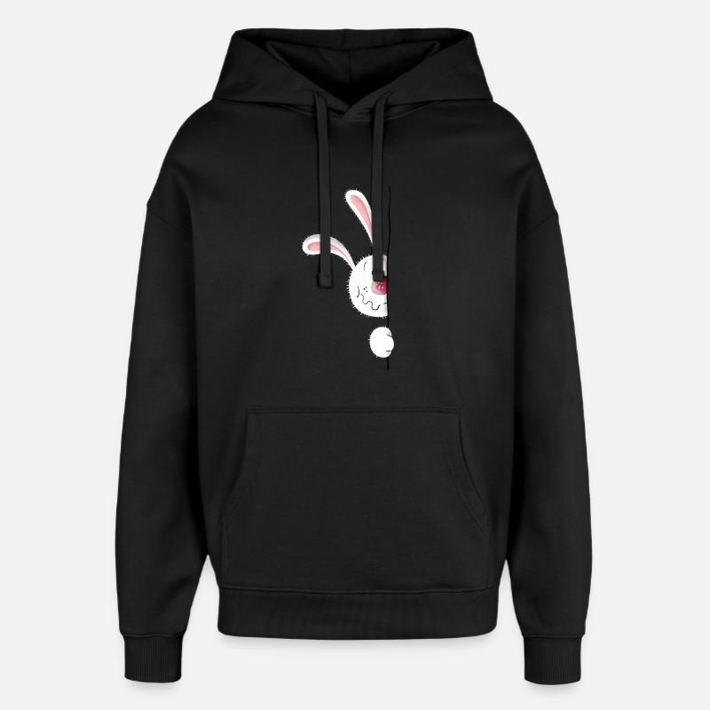Blanc Lapin - Sweat à capuche unisexe Stanley/Stella Oversized - noir