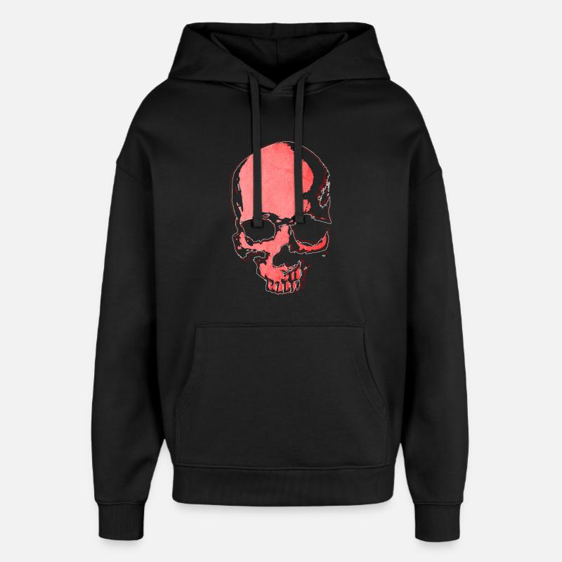 Rød kranium - Hættetrøje unisex Stanley/Stella Oversized - sort