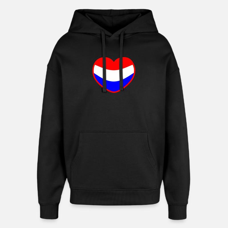 Le cœur du drapeau néerlandais Les Pays-Bas - Sweat à capuche unisexe Stanley/Stella Oversized - noir