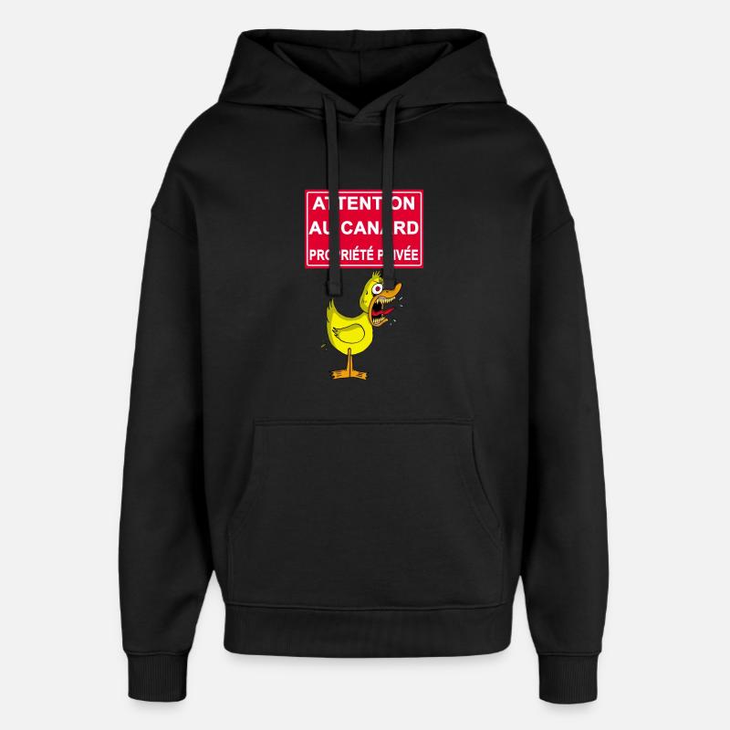 Attention au canard jaune - Sweat à capuche unisexe Stanley/Stella Oversized - noir