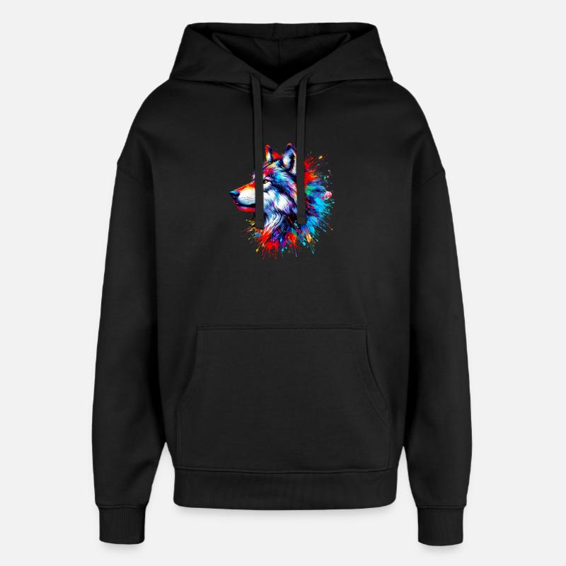 Wolf - Oversized Unisex Hoodie by Stanley/Stella - black