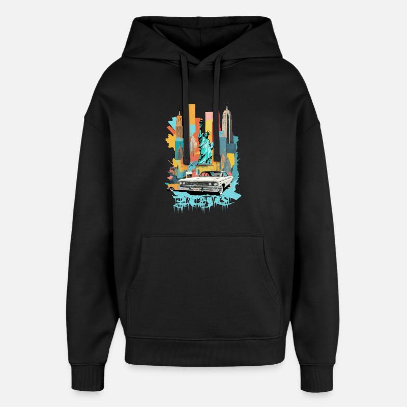 Ville de New York - Sweat à capuche unisexe Stanley/Stella Oversized - noir