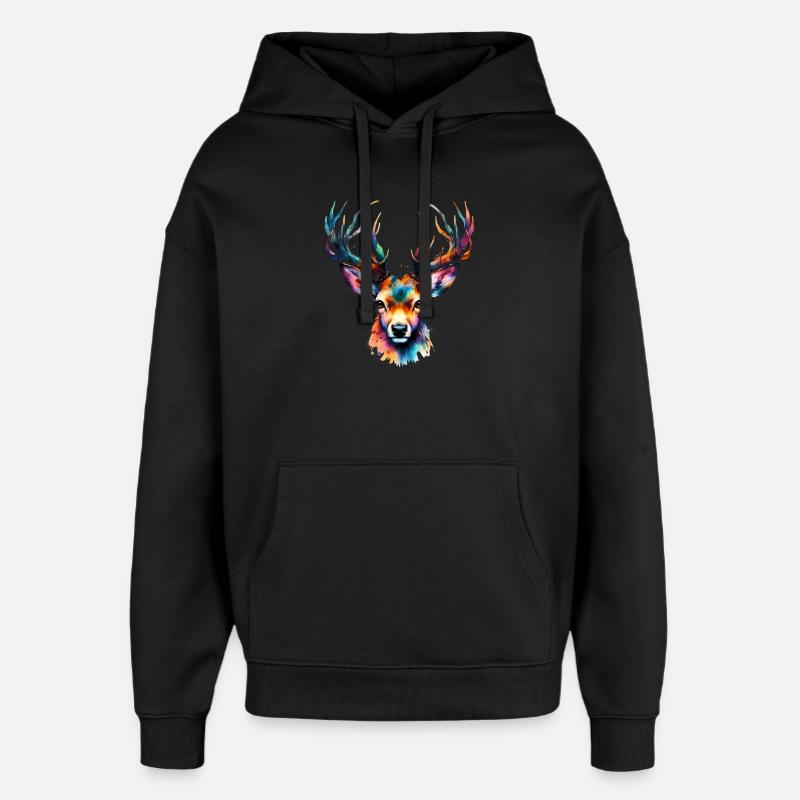 Cerf - Sweat à capuche unisexe Stanley/Stella Oversized - noir