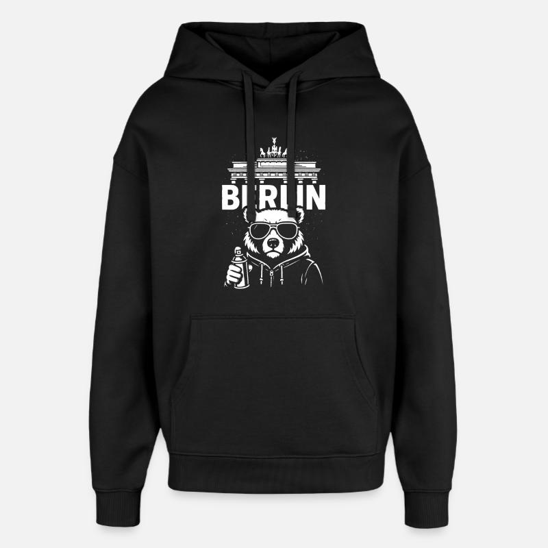 Urban Bear Berlin - Sweat à capuche unisexe Stanley/Stella Oversized - noir