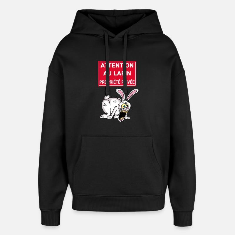 Attention au lapin blanc ! - Sweat à capuche unisexe Stanley/Stella Oversized - noir