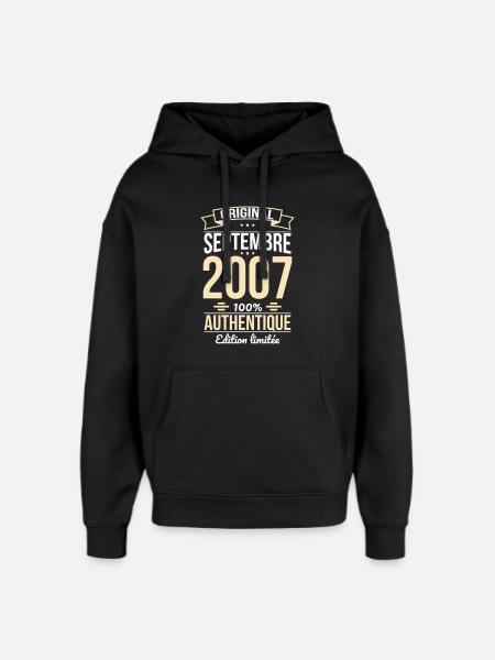 18th Birthday - Original - September 2007 - Oversized Unisex Hoodie by Stanley/Stella - black