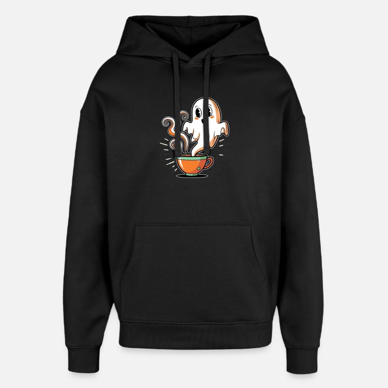 Kaffeegeist mit charmantem Gesicht - Sweat à capuche unisexe Stanley/Stella Oversized - noir