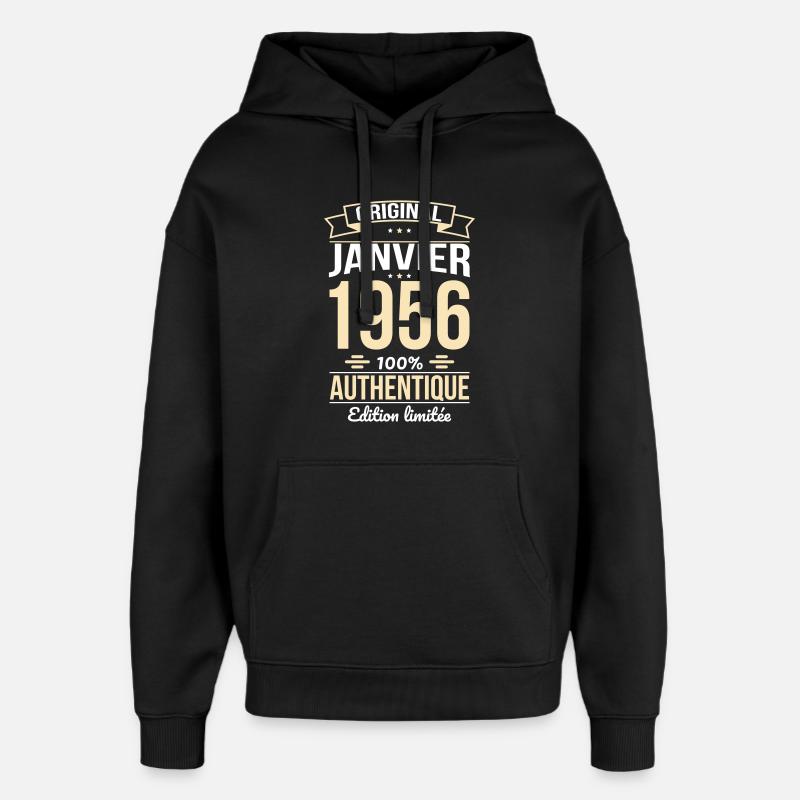 70th Anniversary - Original - January 1956 - Oversized Unisex Hoodie by Stanley/Stella - black