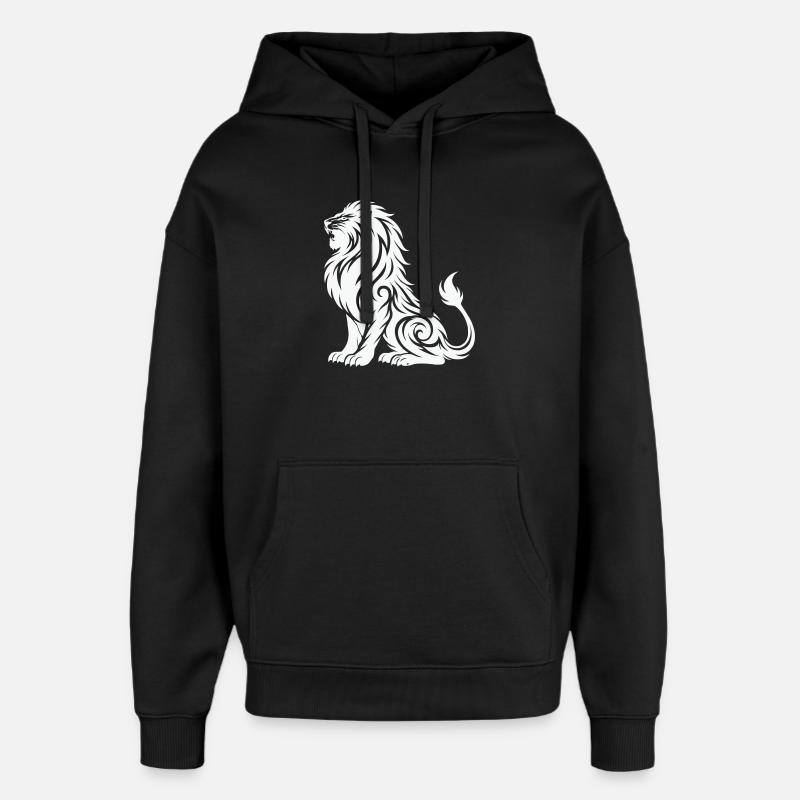 Tribal Lion Silhouette - Sweat à capuche unisexe Stanley/Stella Oversized - noir