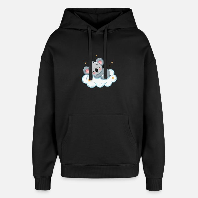 Koala rêveur sur nuage étoilé - Sweat à capuche unisexe Stanley/Stella Oversized - noir