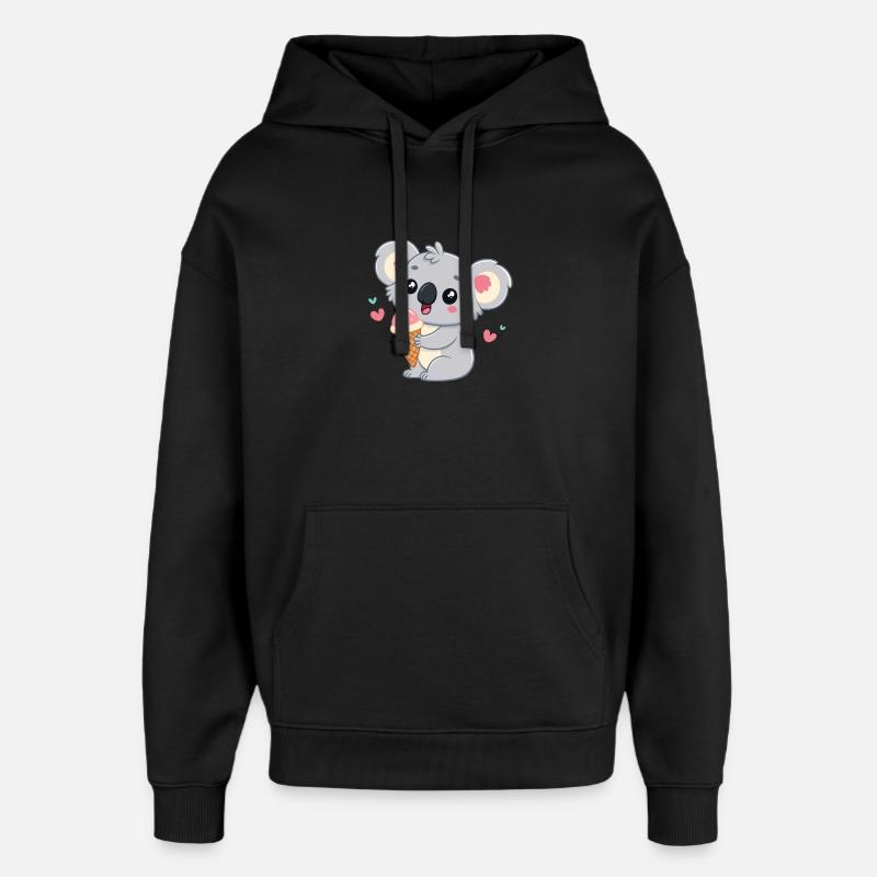 Koala gourmand pastel avec glace - Sweat à capuche unisexe Stanley/Stella Oversized - noir