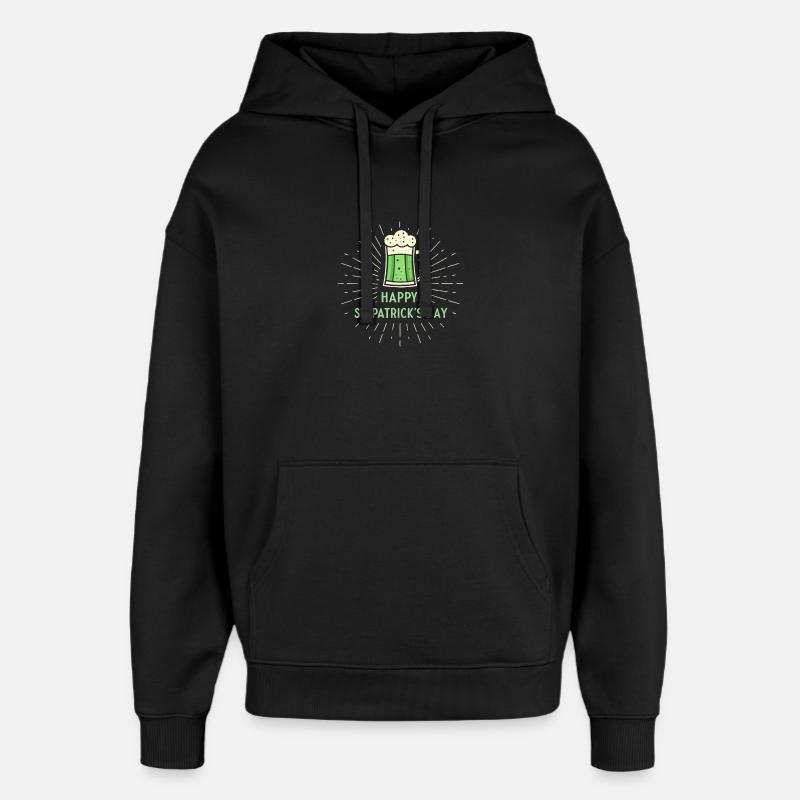 Verre Vert StPatrick - Sweat à capuche unisexe Stanley/Stella Oversized - noir