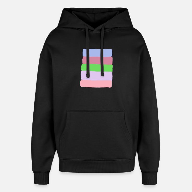 Pastel Stripe Stack - Oversized Unisex Hoodie by Stanley/Stella - black