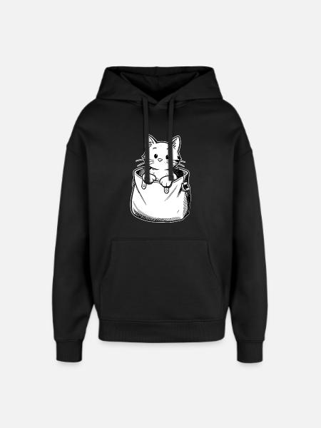 Kitten in a pouch illustration - Oversized Unisex Hoodie by Stanley/Stella - black