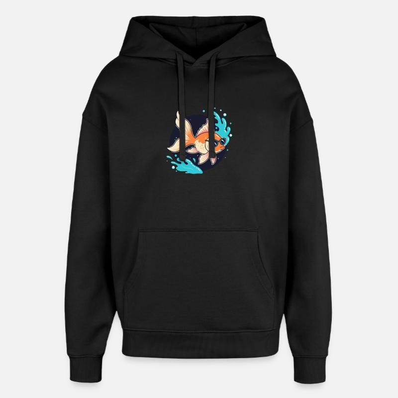 Poisson doré rétro lunettes - Sweat à capuche unisexe Stanley/Stella Oversized - noir