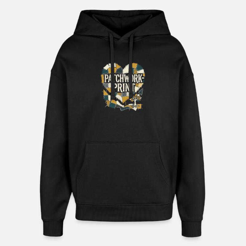 Impression patchwork - Sweat à capuche unisexe Stanley/Stella Oversized - noir