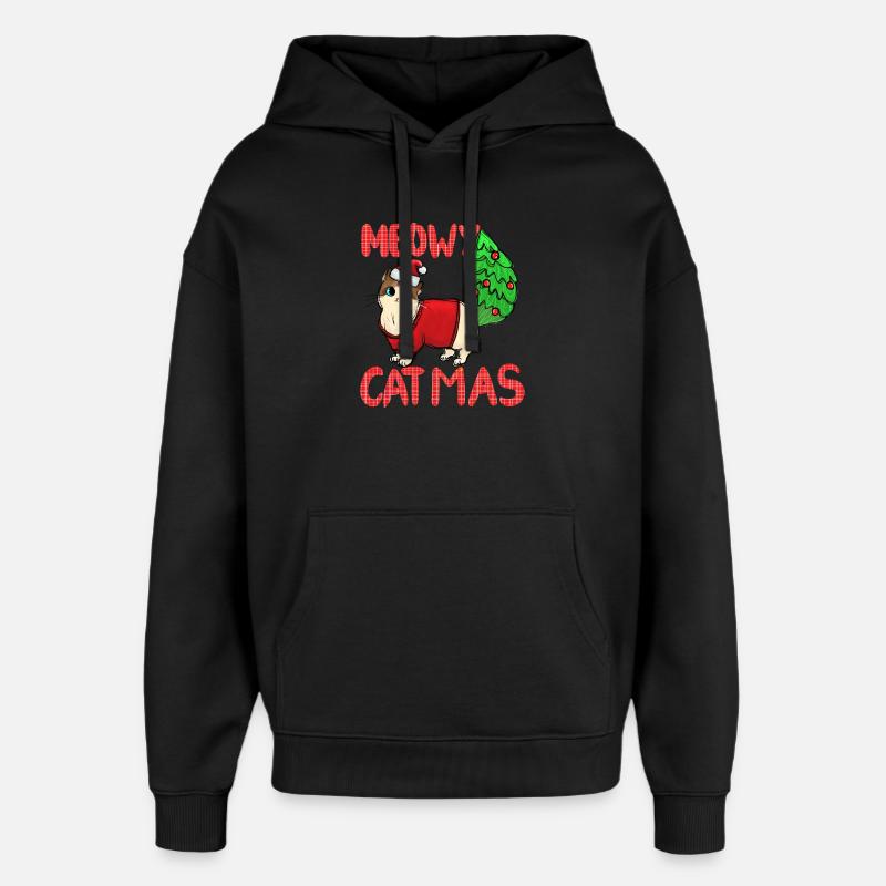 Pull de Noël Catmas Cat Meowy - Sweat à capuche unisexe Stanley/Stella Oversized - noir