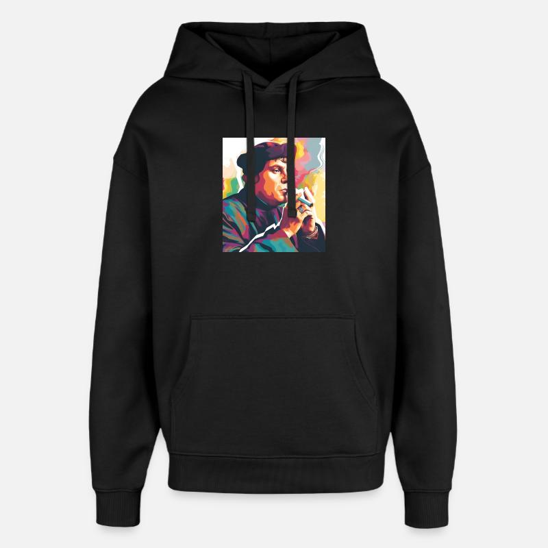 Martin Luther en fumant - Sweat à capuche unisexe Stanley/Stella Oversized - noir