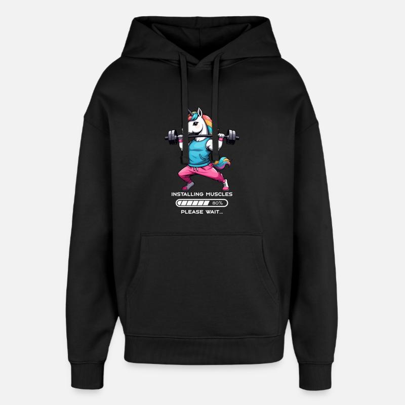 Bodybuilder Einhorn - Oversized Unisex Hoodie von Stanley/Stella - Schwarz