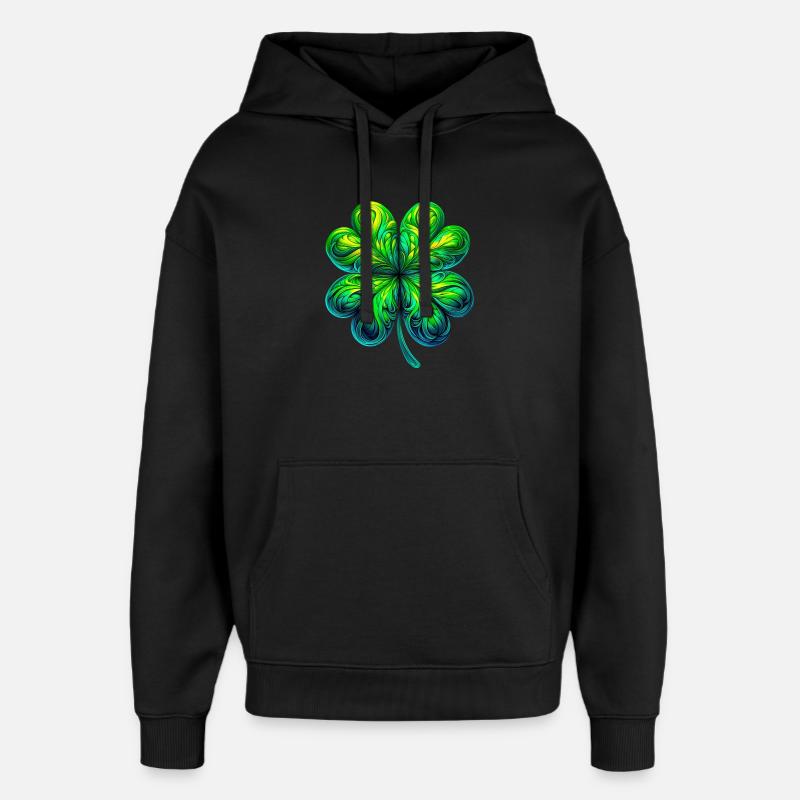 Firkløver - Stanley/Stella Oversized Hettegenser unisex - svart