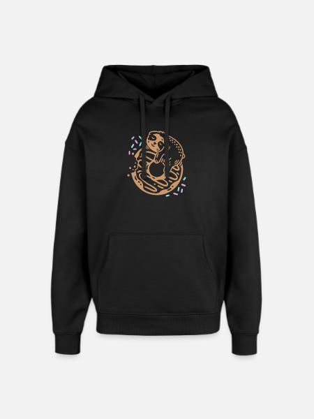 Donut und Faultier - Oversized Unisex Hoodie von Stanley/Stella - Schwarz