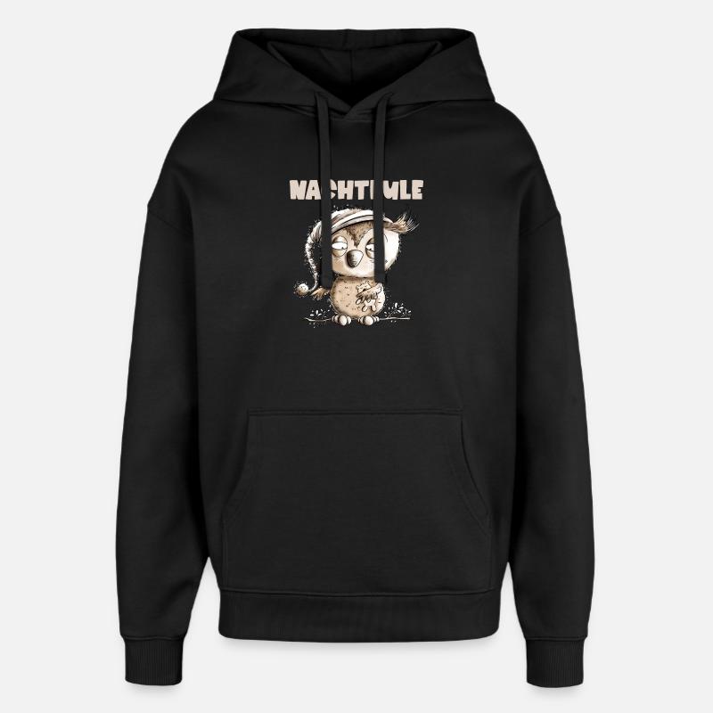 Drôle Night Owl Hibou - Sweat à capuche unisexe Stanley/Stella Oversized - noir