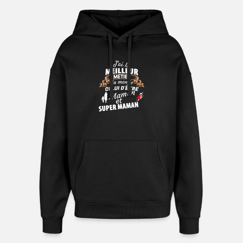 Fierté Maman Super Héros - Sweat à capuche unisexe Stanley/Stella Oversized - noir