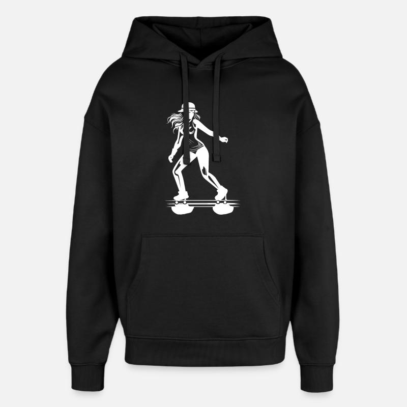 Dessin de patins à roulettes - Sweat à capuche unisexe Stanley/Stella Oversized - noir