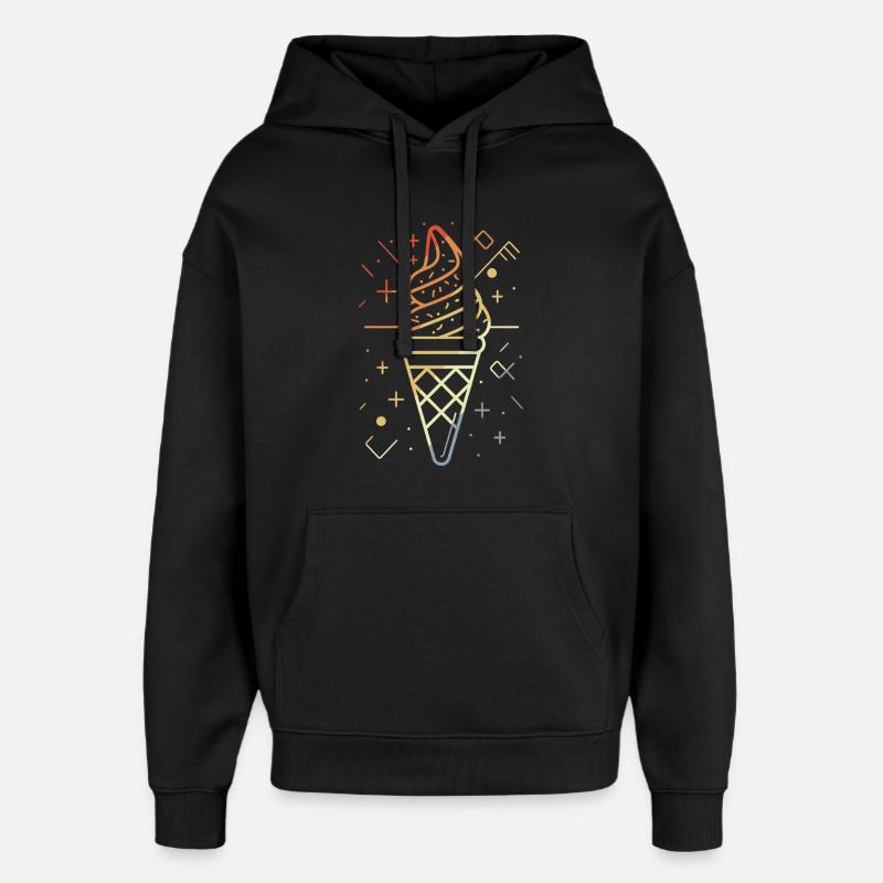 cream cone sketch retro style - Oversized Unisex Hoodie by Stanley/Stella - black