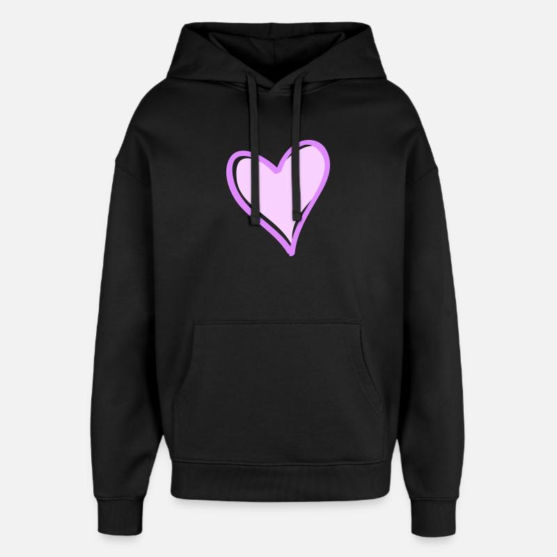 Cœur violet avec contour noir - Sweat à capuche unisexe Stanley/Stella Oversized - noir