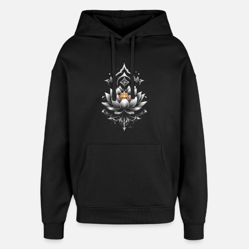 Lotus Métallisé Mandala - Sweat à capuche unisexe Stanley/Stella Oversized - noir