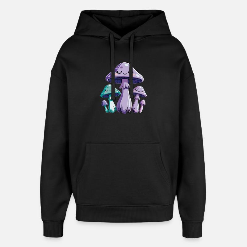 Champignons rêveurs violets - Sweat à capuche unisexe Stanley/Stella Oversized - noir