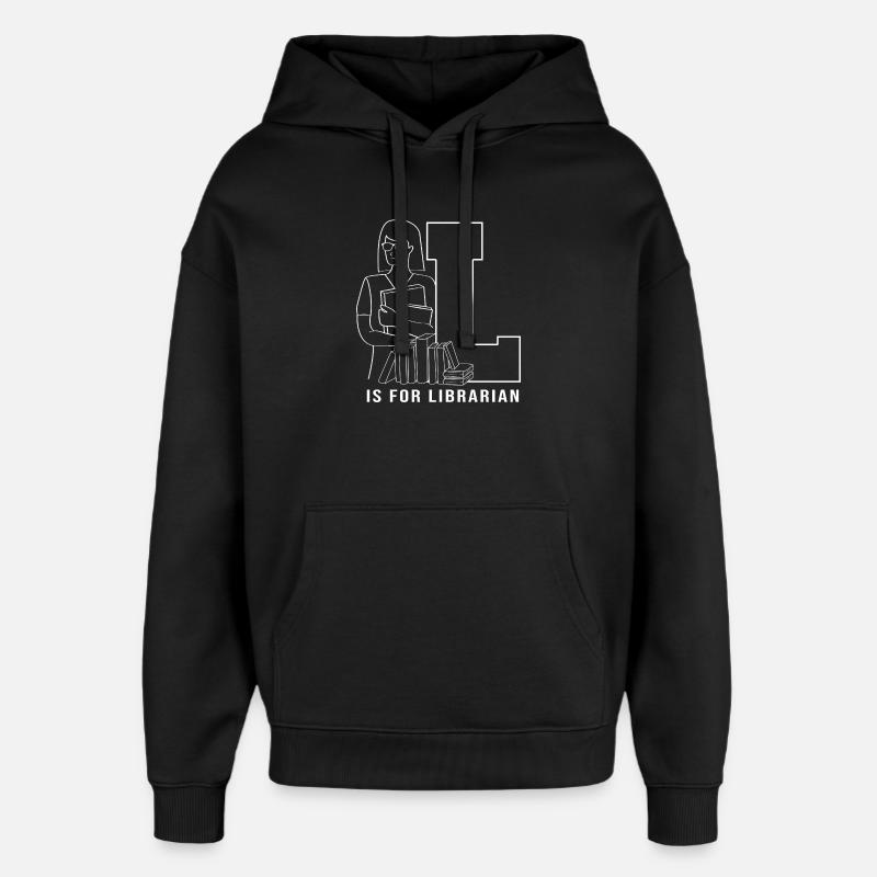 Bookworm Library Reading - Oversized Unisex Hoodie by Stanley/Stella - black