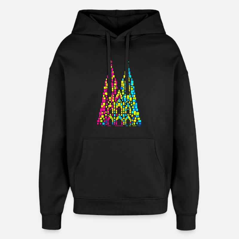 Cathédrale de Cologne, Carnaval, Carnaval, Confettis - Sweat à capuche unisexe Stanley/Stella Oversized - noir