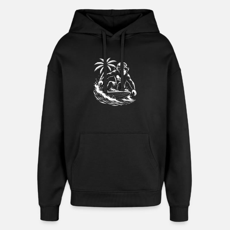 Ambiance Surfing Monkey Beach - Sweat à capuche unisexe Stanley/Stella Oversized - noir