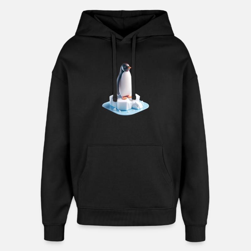 Pinguin auf Eisblock 3D - Oversized Unisex Hoodie by Stanley/Stella - black