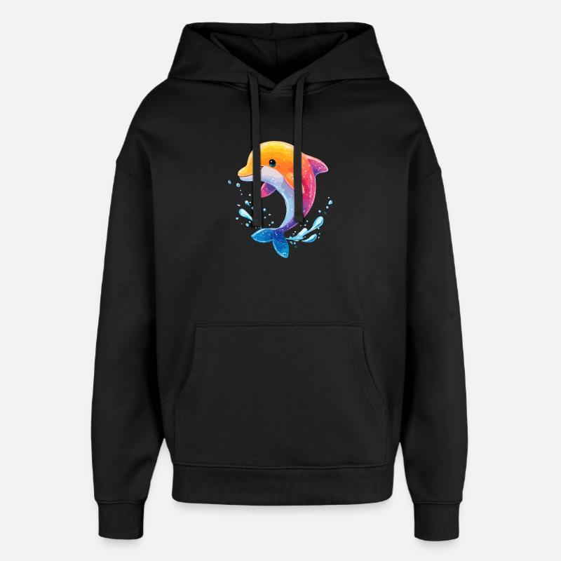 Farbiger Delfin Spritz - Oversized Unisex Hoodie von Stanley/Stella - Schwarz