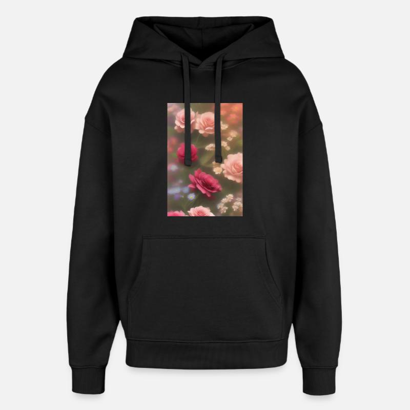 Art floral - Sweat à capuche unisexe Stanley/Stella Oversized - noir