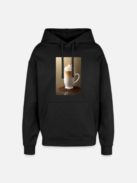 Coffee, coffee beans - Oversized Unisex Hoodie by Stanley/Stella - black