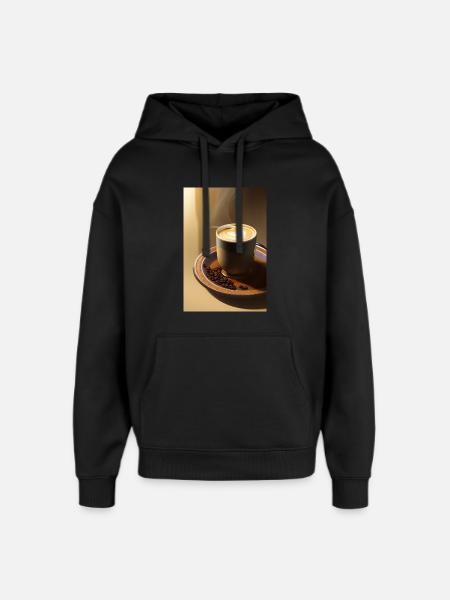 Coffee, coffee beans - Oversized Unisex Hoodie by Stanley/Stella - black