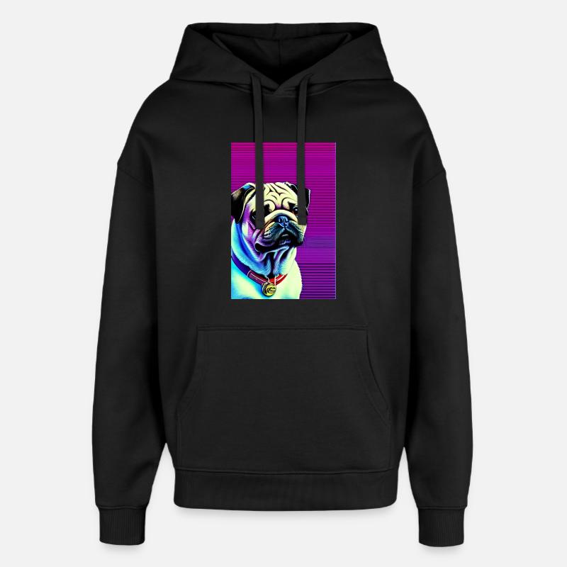 Chien carlin - Sweat à capuche unisexe Stanley/Stella Oversized - noir