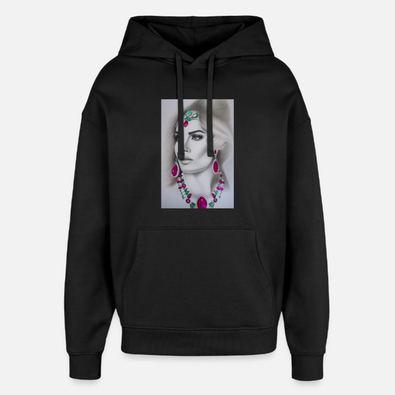 Frau mit Schmuck - Oversized Unisex Hoodie von Stanley/Stella - Schwarz