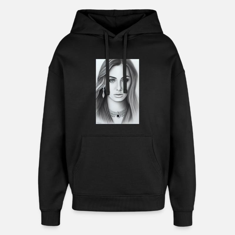 Frau mit Schmuck - Oversized Unisex Hoodie von Stanley/Stella - Schwarz