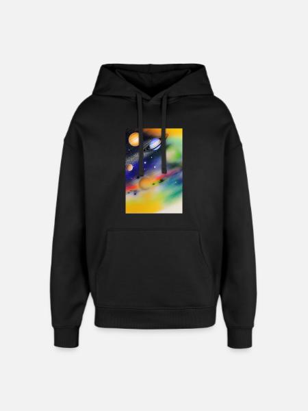 Space and planets - Oversized Unisex Hoodie by Stanley/Stella - black