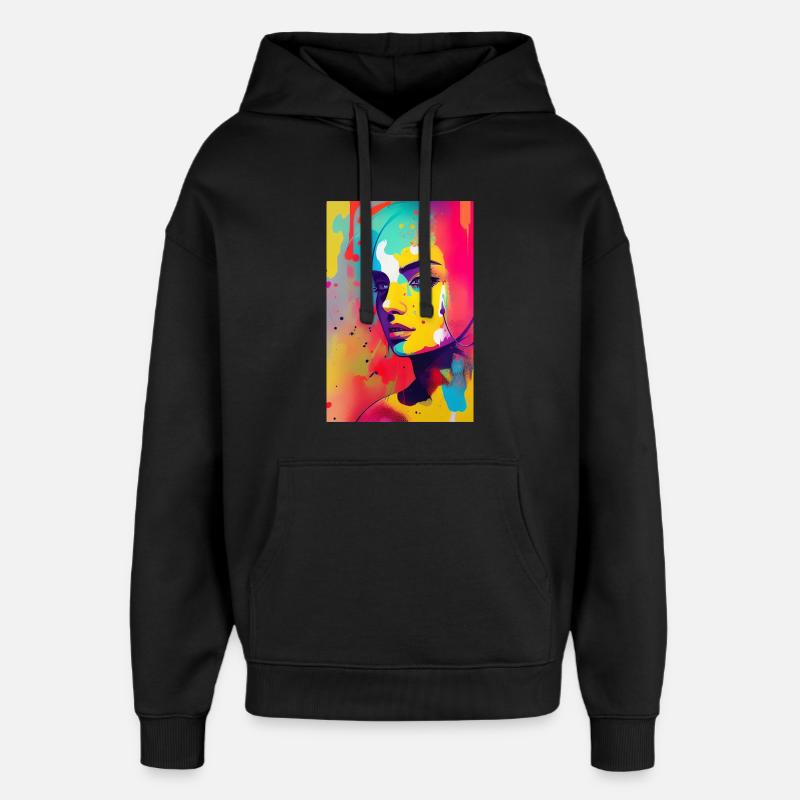 Art abstrait - Sweat à capuche unisexe Stanley/Stella Oversized - noir
