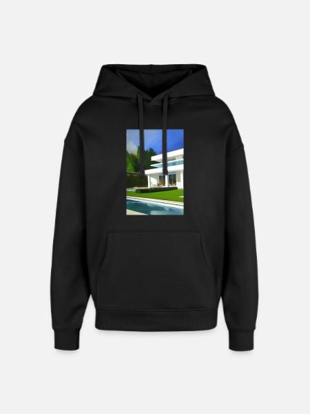 White villa with pool - Oversized Unisex Hoodie by Stanley/Stella - black